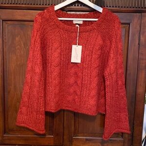 Universal Thread NWT Cable Knit Crewneck Pullover in Paprika Red Cozy Sweater